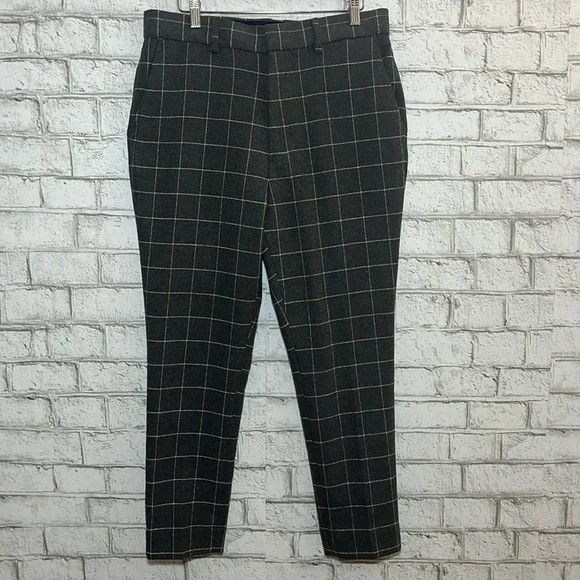 ASOS Design womans gray checkered casual dress pant - Picture 2 of 9